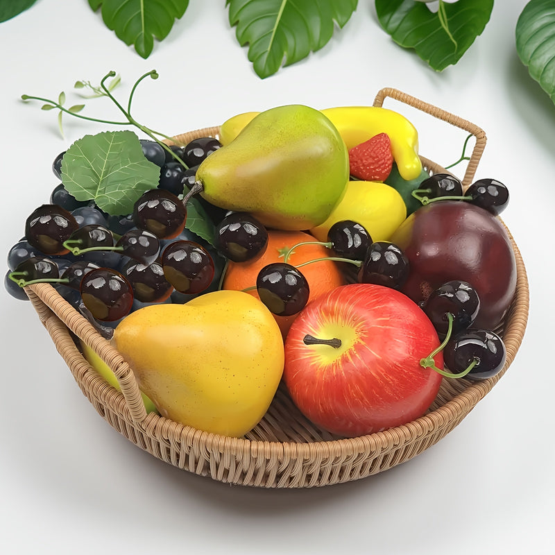 Juego de Decoración de Frutas Falsas de 11 Piezas - Modelos Realistas de Espuma de Fresa, Mango y Plátano para Fotografía de Alimentos & Exhibición en Mesa Navideña