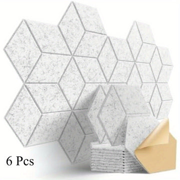 6 paneles acústicos autoadhesivos de alta densidad, 30.48 cm x 25.4 cm x 1.02 cm - Diseño en Y elegante, a prueba de fuego y reducción de ruido, espuma acústica (gris moderno), eliminación de eco de calidad profesional, paneles para tratamiento acústico