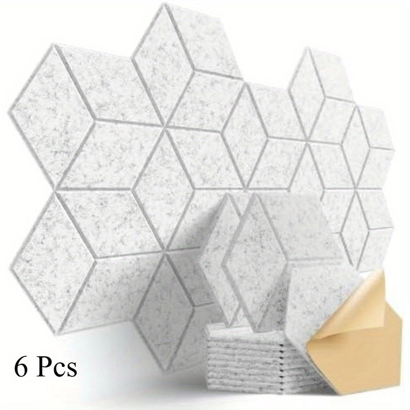 6 paneles acústicos autoadhesivos de alta densidad, 30.48 cm x 25.4 cm x 1.02 cm - Diseño en Y elegante, a prueba de fuego y reducción de ruido, espuma acústica (gris moderno), eliminación de eco de calidad profesional, paneles para tratamiento acústico