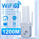 Amplificador de señal WiFi, compatible con WIFI6, con puerto Ethernet, 6 antenas 360°, cobertura de hasta 11000 pies cuadrados, adecuado para más de 35 dispositivos, repetidor de WiFi para el hogar, configuración de un solo clic.