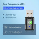 1 pieza, Adaptador inalámbrico USB de doble banda, 600 Mbps, 2,4 G/5,8 G, sin controlador, Plug & Play, sin batería necesaria, compatible con XP/Win7/8/8.1/10/11, ideal para PC y portátiles, conectividad inalámbrica de portátiles | Adaptador sin controla