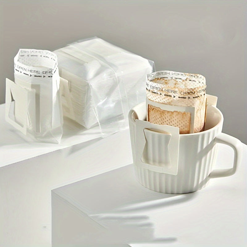 50 piezas de bolsas desechables premium para filtro de café con orejeras colgantes - Ideal para oficina, exteriores y camping
