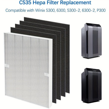 5 cartuchos de filtro de reemplazo para purificadores de aire Winx115115, C535, 5300, 5300-2, 6300, 6300-2, AM90, P300 (1 filtro HEPA premium y 4 filtros de carbon activado)