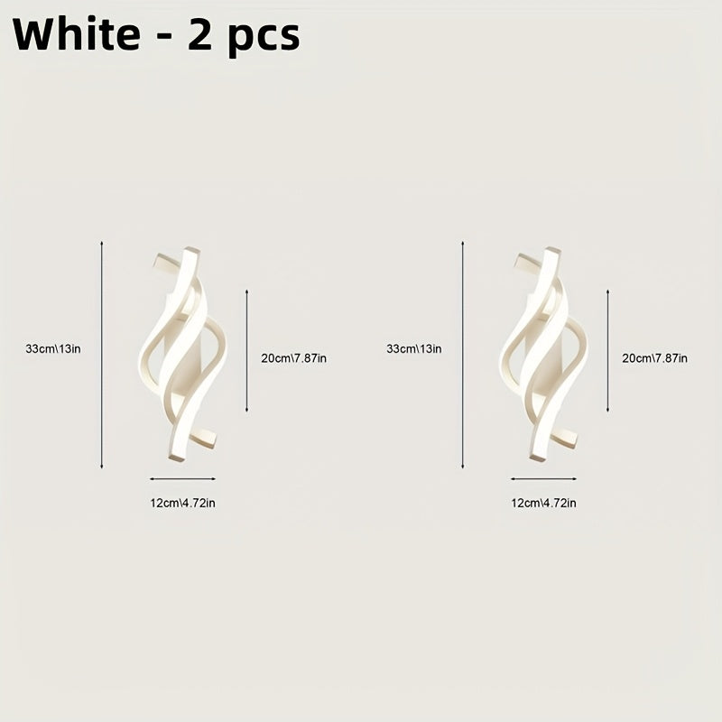2 piezas de modernos soportes de pared - Luces LED de banda negra y blanca con cableado, montaje semi-inclinado para oficina, sala de estar, sala de conferencias - Plástico duradero, instalación fácil, iluminación ambiental, iluminación versátil, ilumina