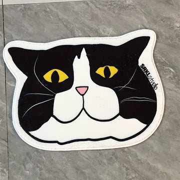 1 pieza, alfombra absorbente antideslizante con forma de gato en imitación de cachemira, suave y resistente al desgaste, para dormitorio o entrada, lavable a máquina, base de alfombra de poliéster