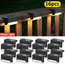 16 piezas de luces solares para exteriores, iluminación exterior, luces por inducción, luces decorativas, iluminación paisajística, luces LED para escalones, adecuadas para balcones, terrazas, escaleras, cercas y jardines