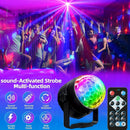 Luces de Fiesta con Bola de Discoteca LED de 7 Modos y Control Remoto - Luces Escénicas Activadas por Sonido para KTV, Decoración del Hogar, Cumpleaños, Halloween, Navidad y Bares de DJs - Alimentado por USB, Compatible con Múltiples Habitaciones, Ilumin