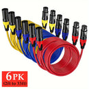 Cable de micrófono XLR de 3 pines, paquete de 6 piezas, cable balanceado profesional, extensión macho a hembra, longitud de 60.96 cm a 10.06 metros