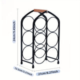 1pc Estante de vino metálico apilable con asa de madera, capacidad para hasta 6 botellas, almacenamiento duradero para barra de hogar y mostrador de cocina