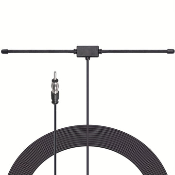 Antena Dipolar Universal para Estéreo de Coche AM FM, Antena Adhesiva Oculta para Radio AM FM en Vehículos Camión SUV con Cable de 3.05 Metros y Conector DIN (Macho)