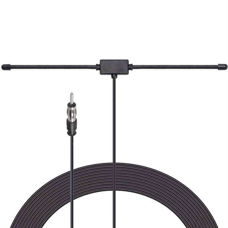 Antena Dipolar Universal para Estéreo de Coche AM FM, Antena Adhesiva Oculta para Radio AM FM en Vehículos Camión SUV con Cable de 3.05 Metros y Conector DIN (Macho)