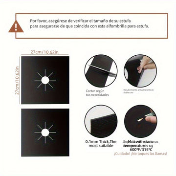 2/4 Pack Teflón Flame Guard Protector de Estufa de Gas, Alfombrilla de Cocina Reutilizable Antiadherente de Limpieza Rápida, 26,92cm x 26,92cm Accesorio de Cocina Sin Cargo para Restaurante
