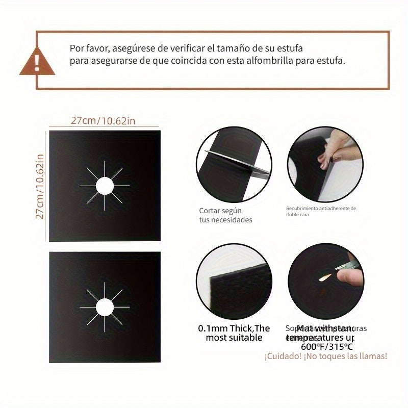 2/4 Pack Teflón Flame Guard Protector de Estufa de Gas, Alfombrilla de Cocina Reutilizable Antiadherente de Limpieza Rápida, 26,92cm x 26,92cm Accesorio de Cocina Sin Cargo para Restaurante