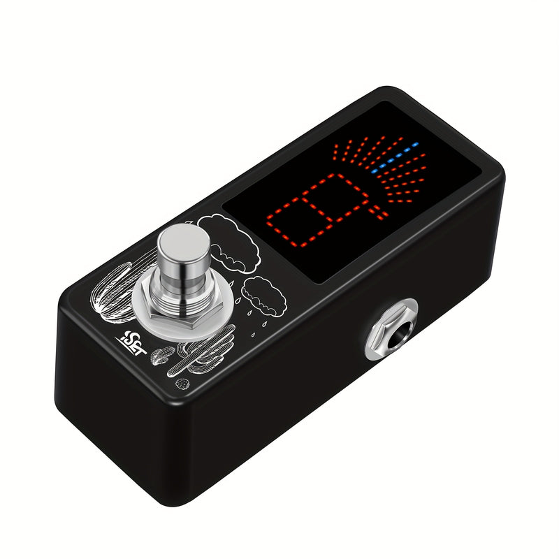 Pedal de Afinador para Guitarra Eléctrica con Pantalla LCD Digital - Sintonización Ultra Sensible, Reducción de Ruido USB, Clip Integrado, Compatible con Pedalboard Profesional y En Vivo, Acabados Metálicos Elegantes, Electrónica de Alta Calidad