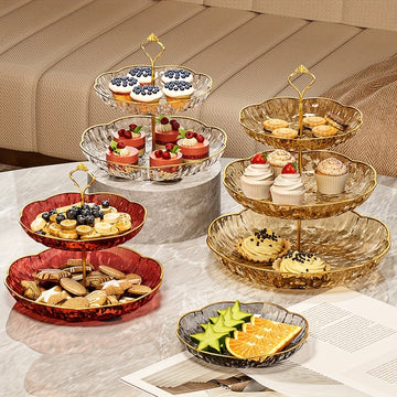 1pc bandeja de frutas multi-capa lujo ligero, bandeja para aperitivos, bandeja de café, bandeja de snacks, bandeja de barra, inventario de bocadillos de cumpleaños, no apto para alimentos