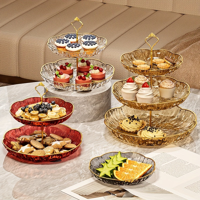 1pc bandeja de frutas multi-capa lujo ligero, bandeja para aperitivos, bandeja de café, bandeja de snacks, bandeja de barra, inventario de bocadillos de cumpleaños, no apto para alimentos