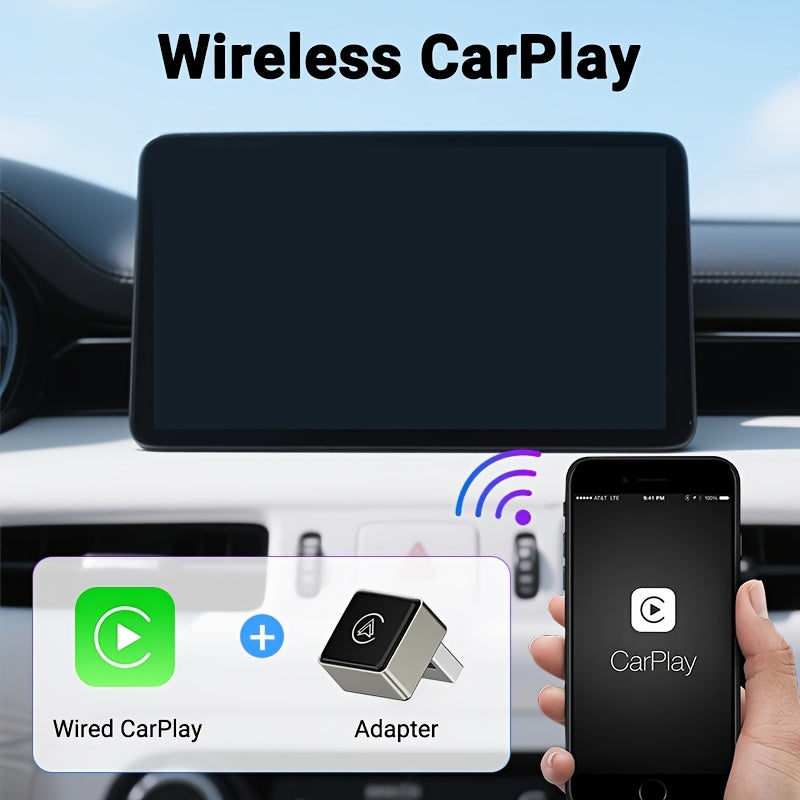 EXUDA 2025 Nuevo Adaptador Mini Super Portátil de CarPlay y Android Auto sin varillas a Cableado, Caja AI Plug-and-Play para el 99% de Coches Originales con WiFi 2.4~5.0 GHz, Estilo Moderno y Portátil