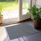 Tapete antideslizante a rayas - Alfombra duradera para interior/exterior, fácil de limpiar y cortar, lavable a máquina en poliéster, negro con diseño de rayas, ideal para cocinas, balcones, pasillos y lavanderías, alfombra para piso de cocina | Tapete ve