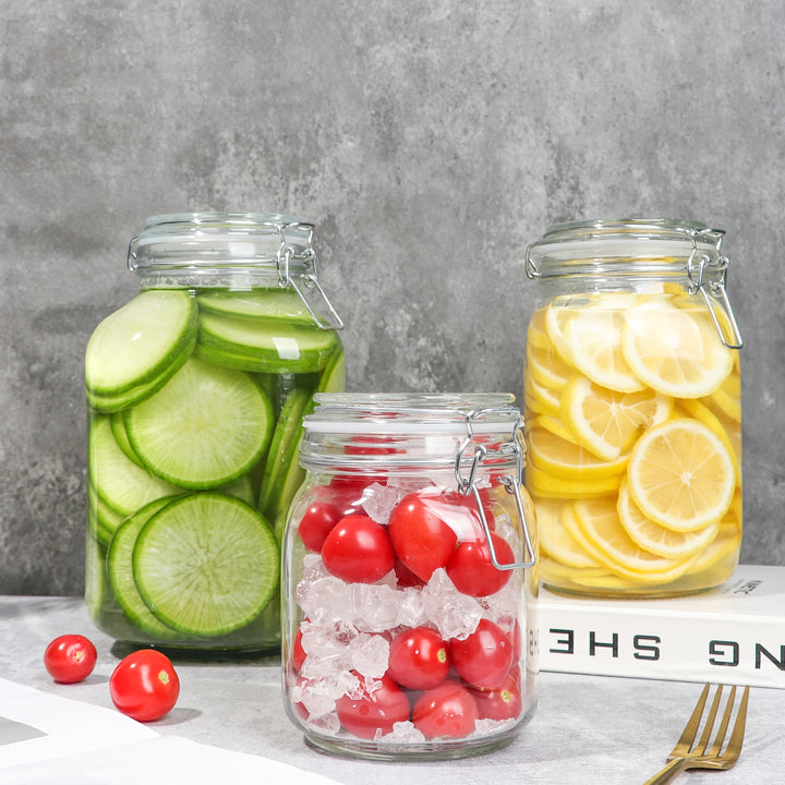 1 Jarrón de vidrio hermético con tapa, ideal para fermentación, conservación, encurtido y almacenamiento, con boca ancha, para el hogar y la cocina.