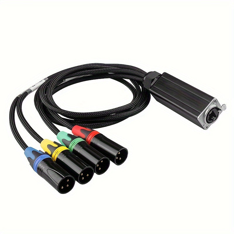 Extensor de Cable XLR de 4 Vías YYTCG - Amplificador de Señal para Micrófonos, Iluminación y Audio de Escenario, Sin Alimentación, 1pc