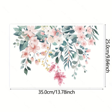 Cubierta decorativa floral para asiento de inodoro, autoadhesiva de PVC, reutilizable, con diseño de flores rosadas y durazno en tapa blanca, decoración para baño