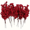 10 tallos de bayas artificiales rojas vibrantes - Ideal para decoración de árbol de Navidad y fiestas, no requiere energía