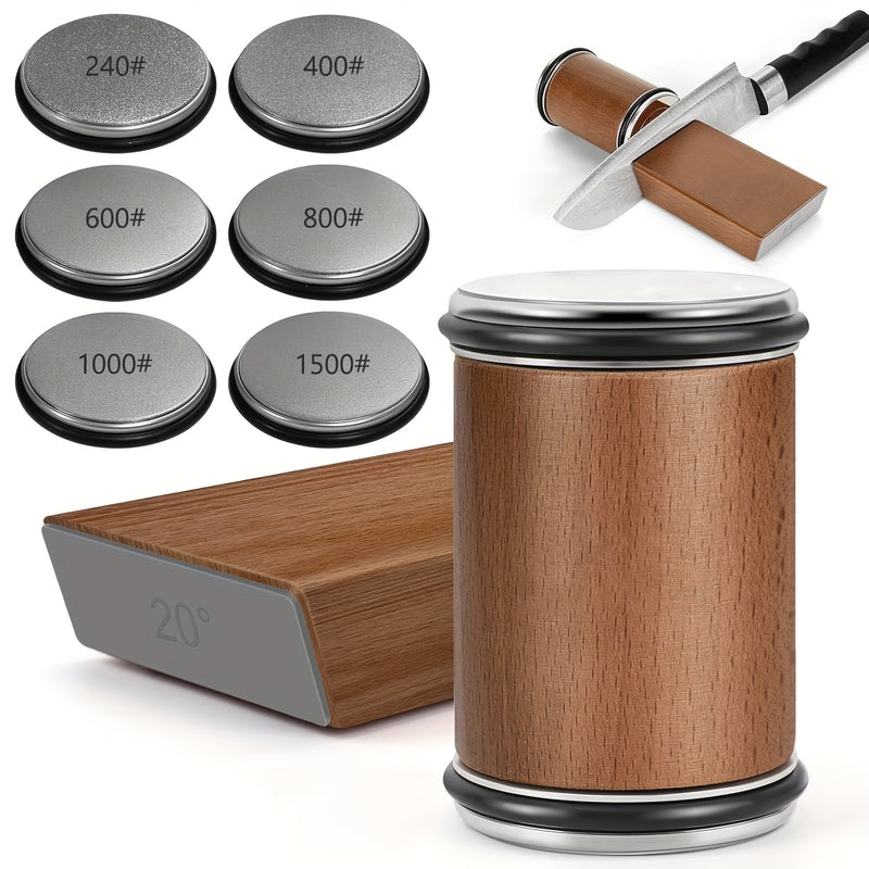 Afila Cuchillos Profesional de 15° y 20° con Soporte Magnético - Herramienta Manual Portátil para Afilar Cuchillos de Chef y Utilitarios, Regalo Duradero para Navidad, Cumpleaños, Año Nuevo, Esenciales de Cocina para Camping, Diseño Metálico Elegante y C