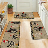 1pc Alfombra de Cocina Rústica de Secado Rápido con Estampado de Pollo 3D – Antideslizante, Poliéster Duradero para Decoración del Hogar, Baño y Uso Interior, Alfombra de Suelo de Cocina