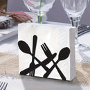 Porta servilletas de hierro fundido, diseño de cubiertos para decoración de mesa en casa, cocina, cafetería o restaurante, organizador de servilletas de papel en metal negro, 1 unidad
