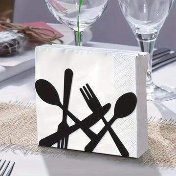 Porta servilletas de hierro fundido, diseño de cubiertos para decoración de mesa en casa, cocina, cafetería o restaurante, organizador de servilletas de papel en metal negro, 1 unidad