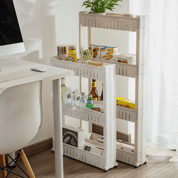 1pc Carrito de Almacenamiento Delgado con Ruedas para Ahorrar Espacio - Organiza Fácilmente los Recovecos de Cocina y Baño