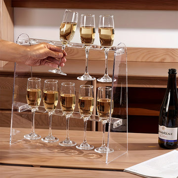 1pc Soporte para Copas de Vino Transparente y Resistente - Organizador Vertical Ahorrador de Espacio, Compatible con Champán, Martini, Highball, Copa Flauta, Vino Tinto - Ideal para Bar en Casa, Restaurante o Fiestas - Diseño Duradero y Fácil de Limpiar