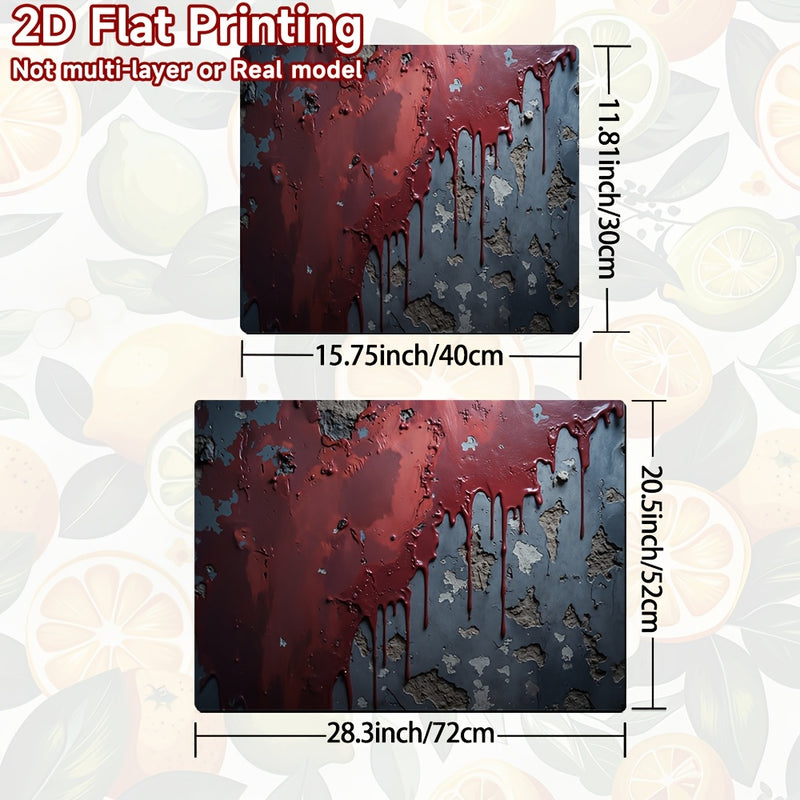 1pc Alfombrilla de Cocina para Halloween - Textura Gótica con Salpicaduras de Sangre Roja y Grietas, Protector para Placa de Cocina, Compatible con Vitrocerámica, Tapete 100% Poliéster Duradero, Fácil de Limpiar, Decoración Espeluznante, Cubierta Antides