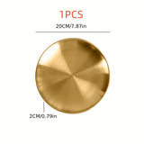 Bandeja de Servir de Acero Inoxidable Dorado Versátil - Perfecta para Pizza, Postres, Bistec y Más - Ideal para Navidad, Halloween, Pascua, Reuniones de Acción de Gracias - Bandeja Redonda Segura para Alimentos para Uso en Casa, Cocina, Restaurante