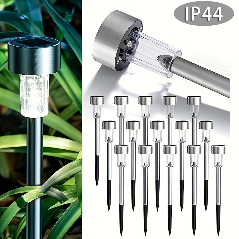 10 piezas de luces solares para exteriores para jardín, luces de sombra, luces LED de acero inoxidable, luces solares de jardín, luces de patio, para camino, patio, césped, pasarela, terraza y entrada, regalo de Navidad.