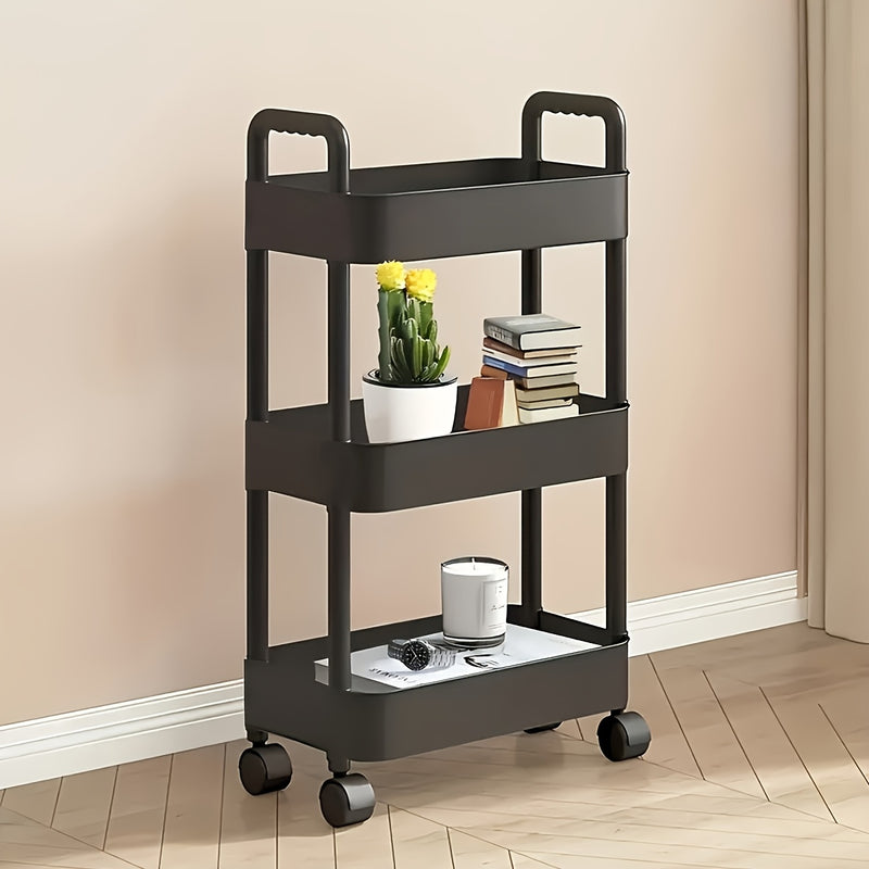 Carro de almacenamiento de 4 niveles con ruedas rodantes - Plástico duradero, fácil de mover, ideal para cocina, baño, dormitorio - Blanco, ruedas de rodadura suave, diseño de almacenamiento abierto para organizar lo esencial, carrito de utilidad moderno