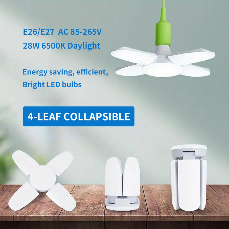 UNITEDLUX 28W LED Lámpara Colgante, E26/E27, 6500K Luz de Día, Diseño Plegable de 4 Hojas, Plafón Semiempotrado, con Pantalla de Plástico Desmontable, para Uso en Interiores, No Se Requieren Accesorios