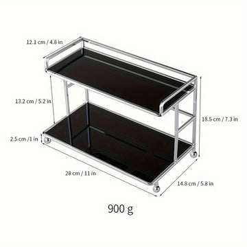 Organizador de Tocador de Estilo Nórdico de 1 Nivel en Acrílico - Elegante Expositor Negro para Mostrar Cosméticos, Perfumes y Almacenamiento de Vasos de Agua - Ideal para Baño, Sala de Estar o Decoración de Entrada