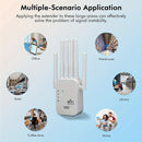 Repetidor de Señal WiFi, Extensor WiFi 300Mbps con 6 Antenas, Amplificador de Red Penetrante para Mayor Cobertura y Velocidad en Múltiples Escenarios, Mejora de la Red Oficina, Colocación Versátil, Enchufe Estándar EE. UU., Extensión Wifi Hogareña, Repet