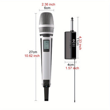 Microfono sin varillas G-MARK SKM9000 Profesional UHF con Frecuencia Ajustable y Carcasa Metálica para Eventos, Enseñanza y Bodas