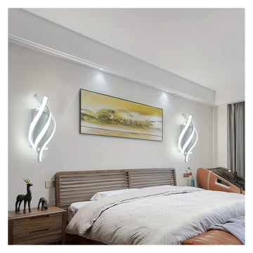 2 piezas de modernos soportes de pared - Luces LED de banda negra y blanca con cableado, montaje semi-inclinado para oficina, sala de estar, sala de conferencias - Plástico duradero, instalación fácil, iluminación ambiental, iluminación versátil, ilumina