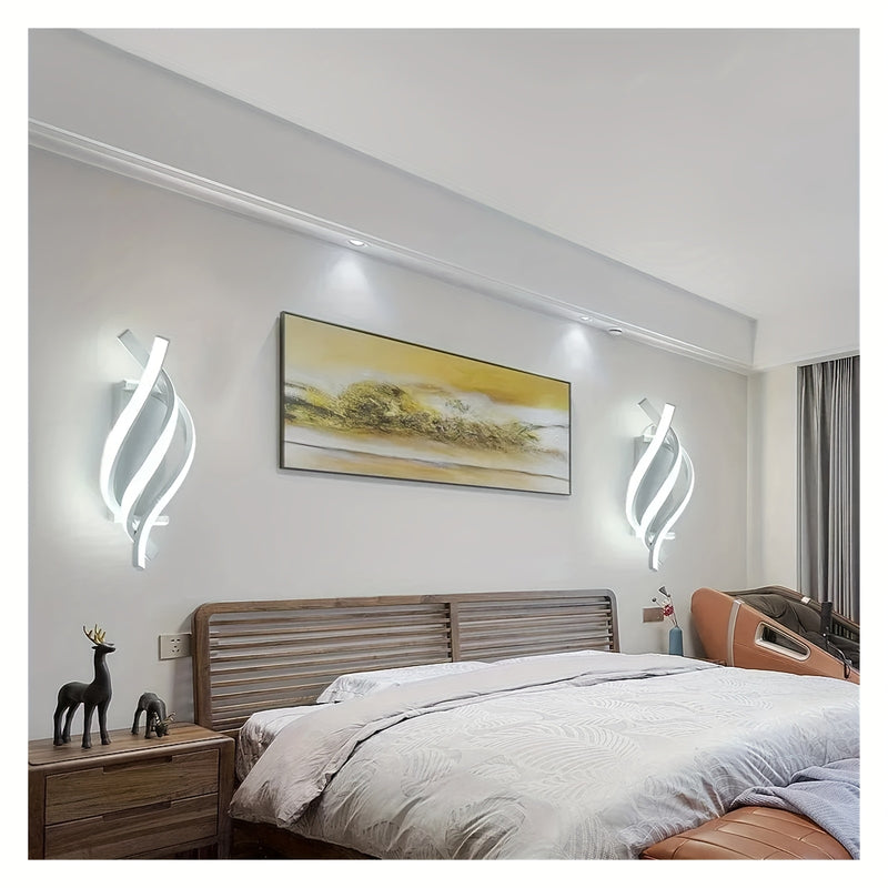 2 piezas de modernos soportes de pared - Luces LED de banda negra y blanca con cableado, montaje semi-inclinado para oficina, sala de estar, sala de conferencias - Plástico duradero, instalación fácil, iluminación ambiental, iluminación versátil, ilumina
