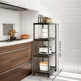 Carrito de almacenamiento de cocina de 4/5 niveles con separadores, diseño plegable para ahorrar espacio para microondas, tostadora y utensilios, organizador de plástico duradero para cocina, baño, garaje - Negro, ancho de 19,29 pulgadas, carrito de alma