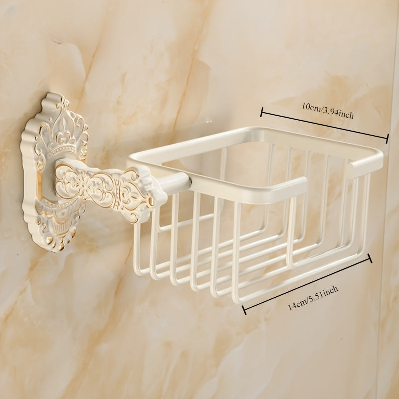 1pc Soporte de papel higiénico de estilo antiguo europeo, soporte de toalla de papel de montaje en pared con instalación sin taladro, estantería multifuncional para el hogar y el hotel