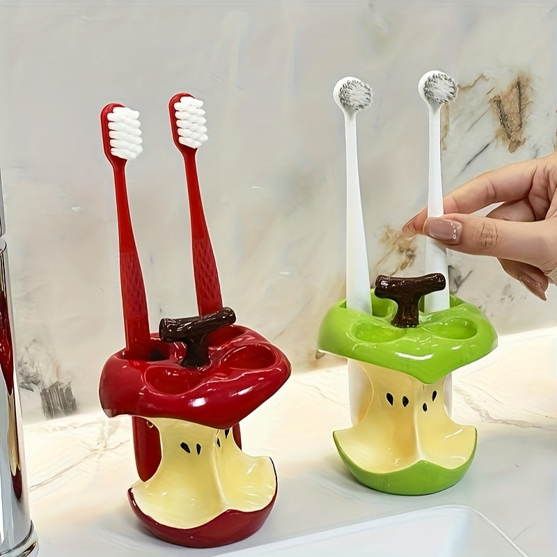 Diseño Original Estilo Manzana Núcleo de Cerámica Soporte de Cepillo de Dientes, Adecuado para Almacenamiento de Cepillo de Dientes Eléctrico, Un Gran Accesorio de Baño de Ducha para el Hogar, Una Buena Opción de Regalo para las Vacaciones