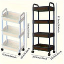 Carro de Almacenamiento Rodante de 3/4 Niveles - Plástico Duradero con Ruedas Silenciosas de 360° para Fácil Movimiento, Disponible en Blanco y , Incluye 4 Ganchos Pequeños, Ideal para Organización del Baño & Dormitorio, Libros y Artículos Esenciales del
