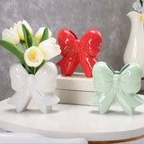 Jarrón de Cerámica con Lazo Decoración Creativa para Escritorio Estilo Europeo Adorno Porta Flores Secas