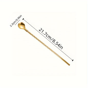 5 piezas de cucharas de té helado y cóctel de acero inoxidable de doble función - Colores de gradiente elegantes, utensilios de cocina y comedor duraderos para el hogar, la oficina y el restaurante, perfectos para reuniones familiares, esenciales para la