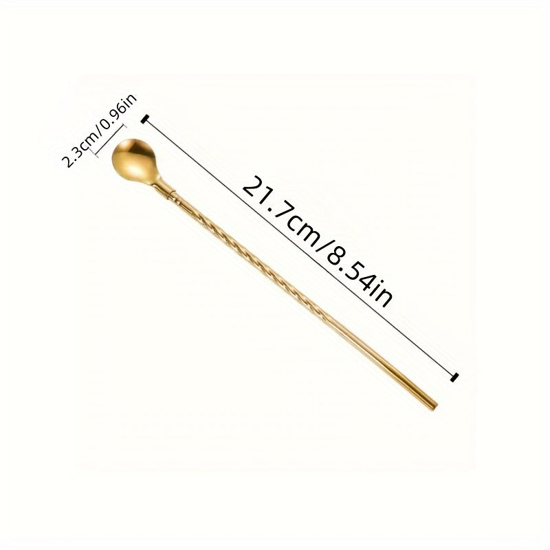 5 piezas de cucharas de té helado y cóctel de acero inoxidable de doble función - Colores de gradiente elegantes, utensilios de cocina y comedor duraderos para el hogar, la oficina y el restaurante, perfectos para reuniones familiares, esenciales para la
