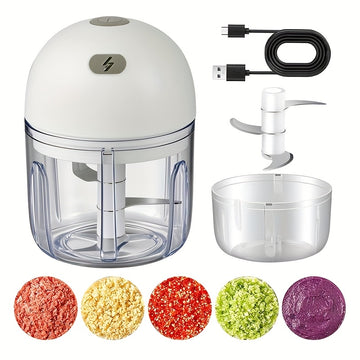 Molino de ajo eléctrico mini, 250 ml, molino de alimentos, USB, molino de verduras, molino de cebolla, procesador de alimentos portátil pequeño, ajo, jengibre, chile, verduras